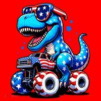 Patriotic T Rex Riding Monster Truck Coaster thumb 2