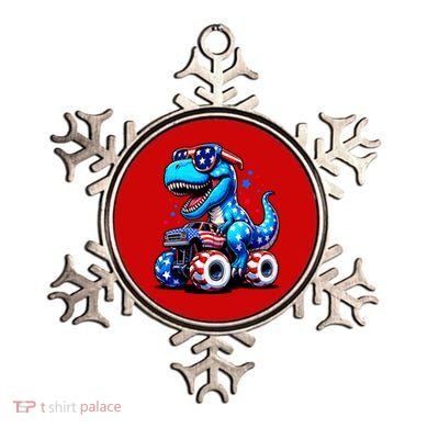 Patriotic T Rex Riding Monster Truck Ornament
