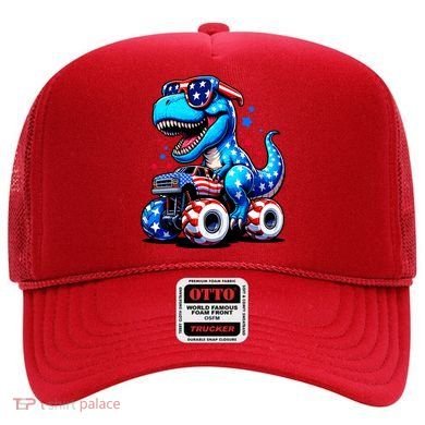 Patriotic T Rex Riding Monster Truck Hat