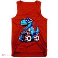 Patriotic T Rex Riding Monster Truck Tank Top thumb 0