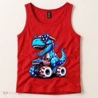 Patriotic T Rex Riding Monster Truck Tank Top thumb 2