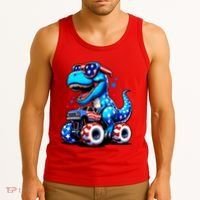 Patriotic T Rex Riding Monster Truck Tank Top thumb 3