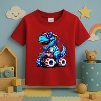 Patriotic T Rex Riding Monster Truck Toddler T-Shirt thumb 3