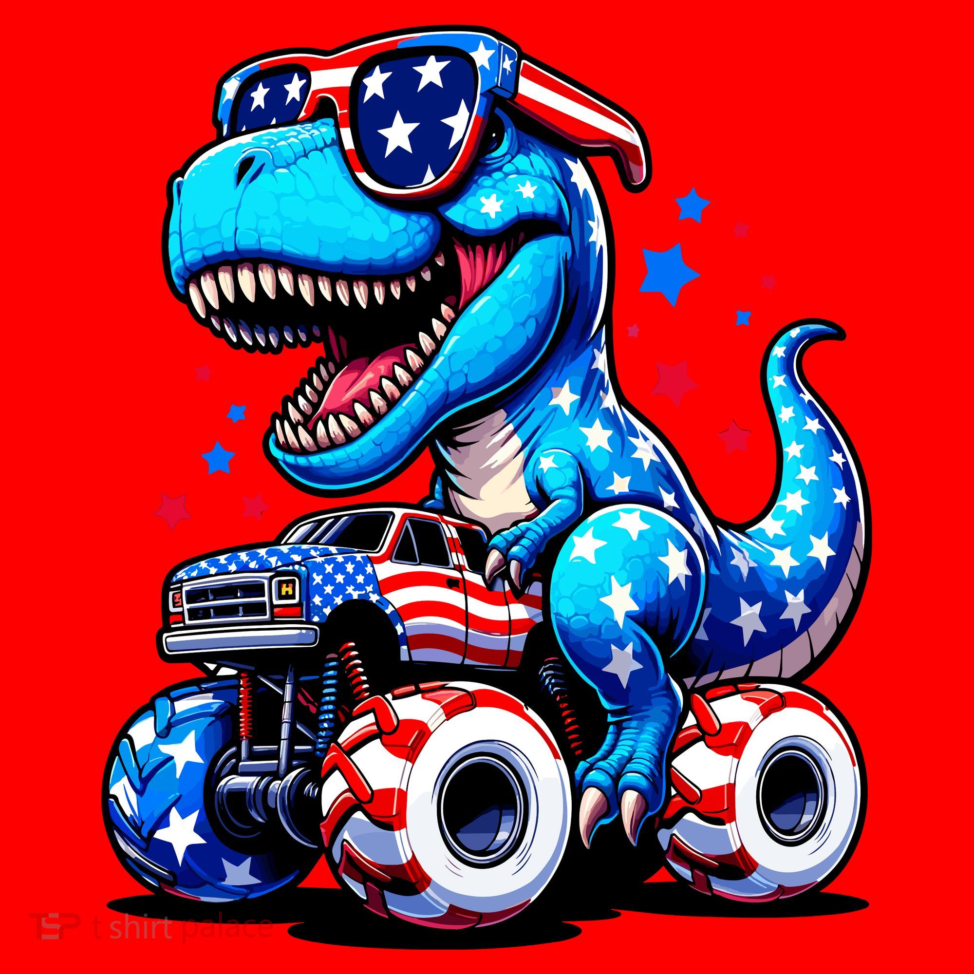Patriotic T Rex Riding Monster Truck Visor