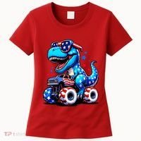 Patriotic T Rex Riding Monster Truck Women's T-Shirt thumb 0