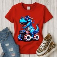 Patriotic T Rex Riding Monster Truck Women's T-Shirt thumb 3