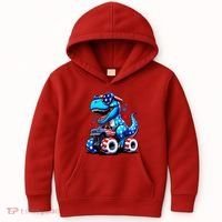 Patriotic T Rex Riding Monster Truck Kids Hoodie thumb 0