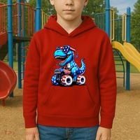 Patriotic T Rex Riding Monster Truck Kids Hoodie thumb 2