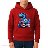 Patriotic T Rex Riding Monster Truck Kids Hoodie thumb 4