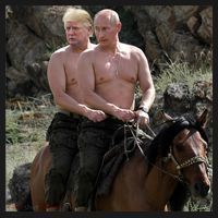 Putin Trump Riding Horse | Russia Tee Ornament thumb 1