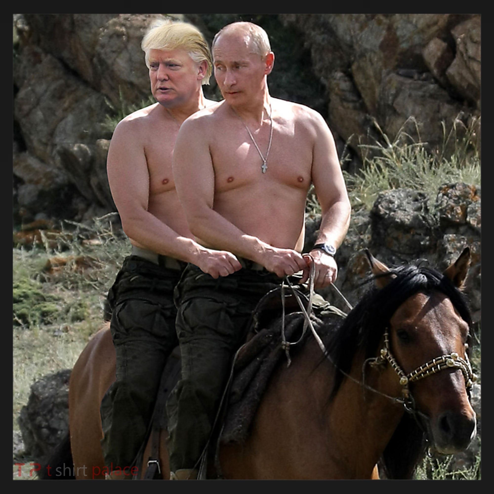 Putin Trump Riding Horse | Russia Tee Ornament
