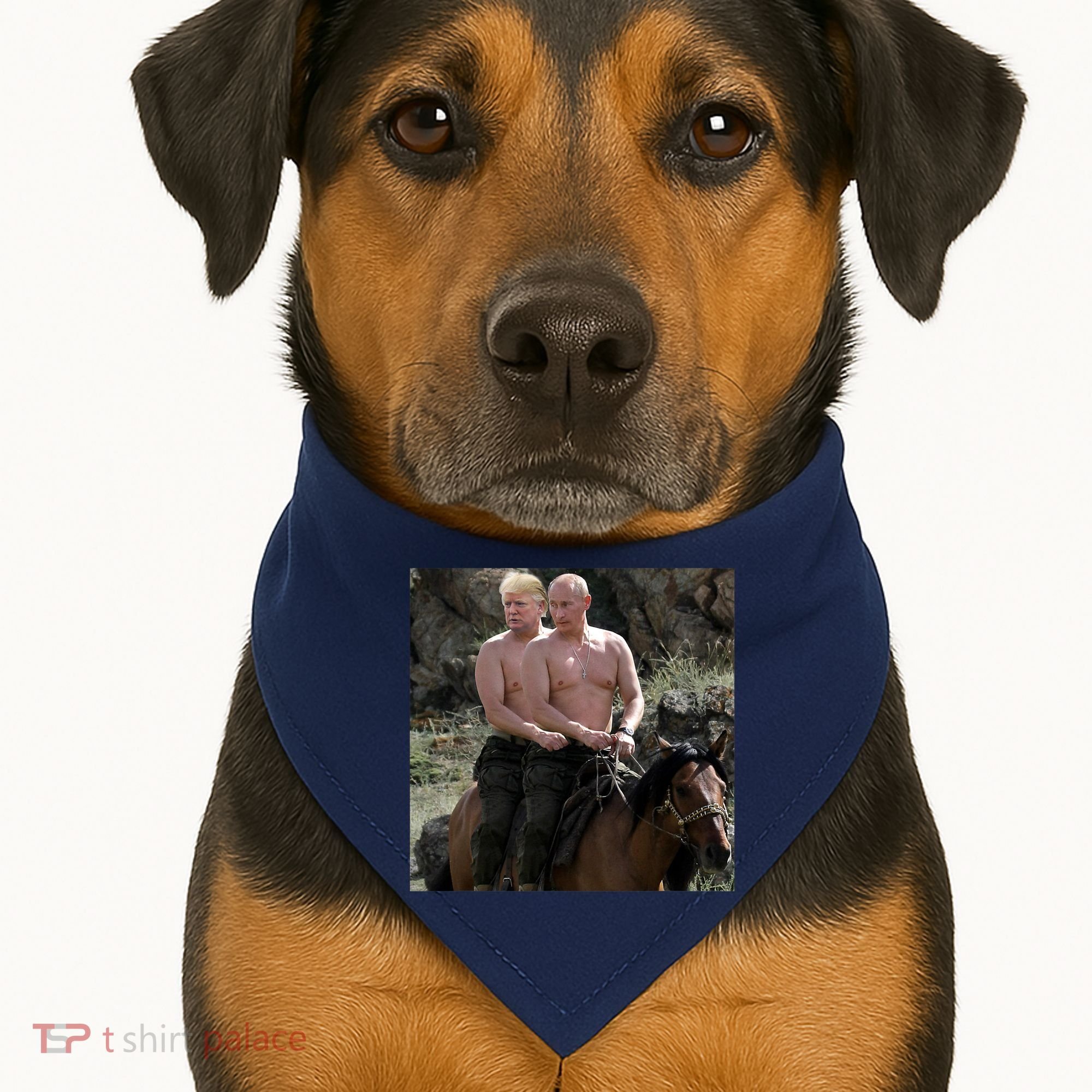 Putin Trump Riding Horse | Russia Tee USA-Made Doggie Bandana