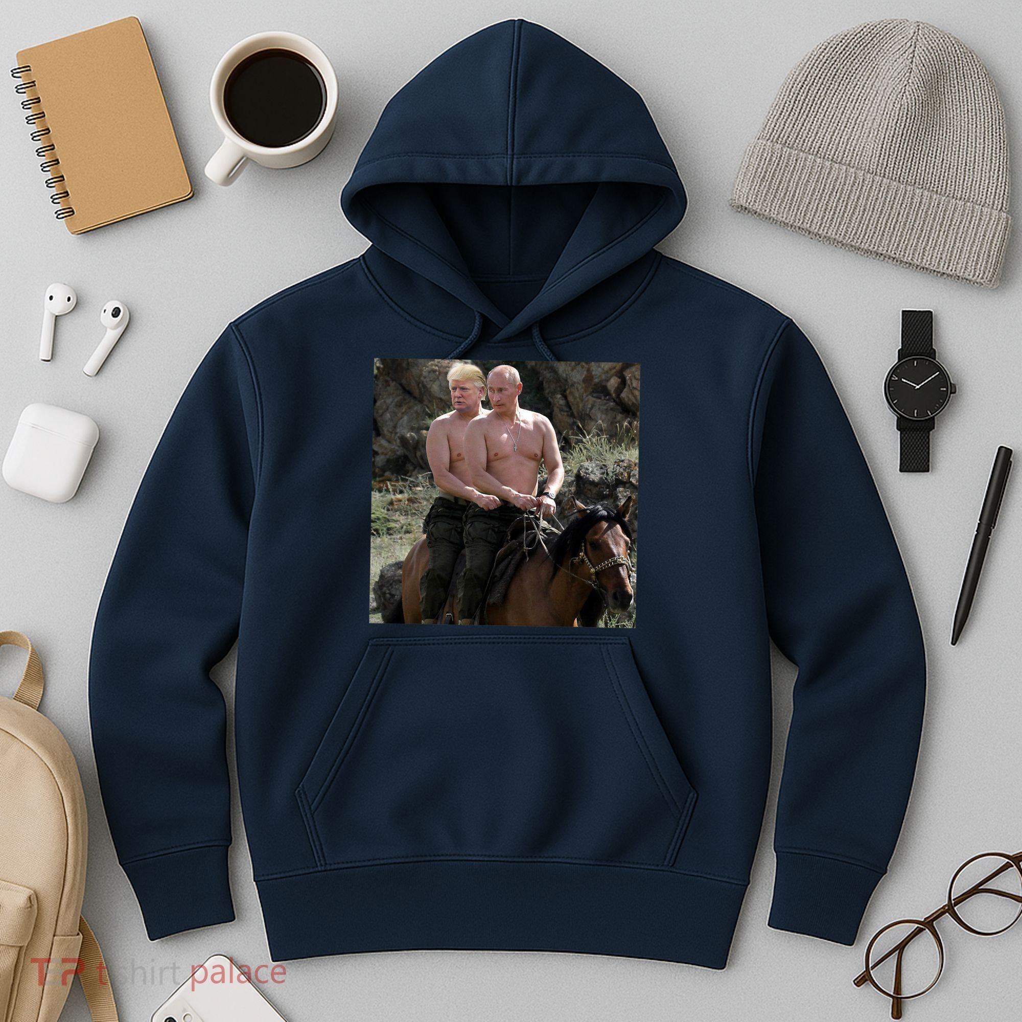 Putin Trump Riding Horse | Russia Tee Hoodie