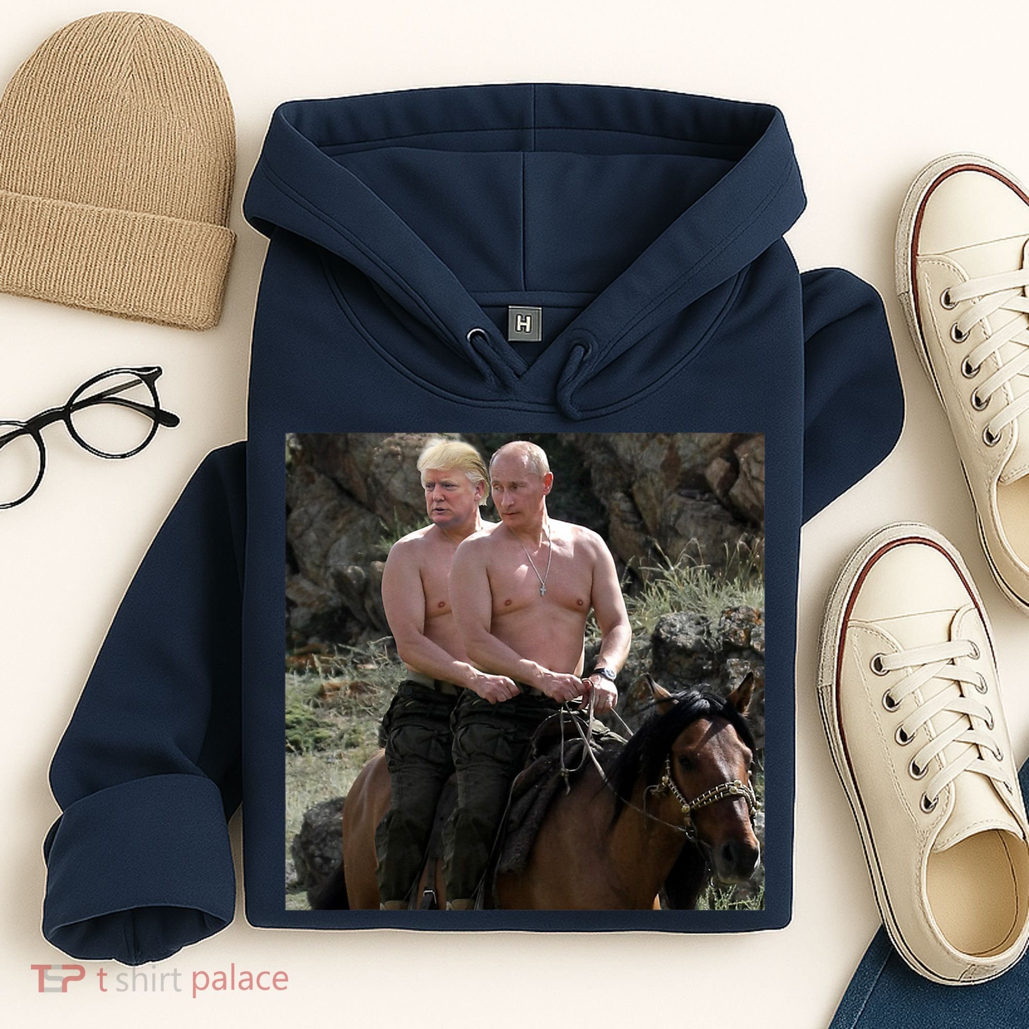 Putin Trump Riding Horse | Russia Tee Hoodie