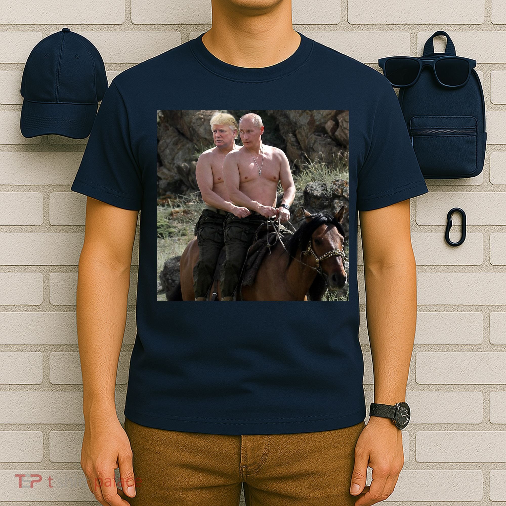 Putin Trump Riding Horse | Russia Tee T-Shirt