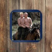 Putin Trump Riding Horse | Russia Tee Coaster thumb 0