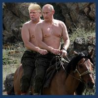Putin Trump Riding Horse | Russia Tee Women's Hoodie thumb 2