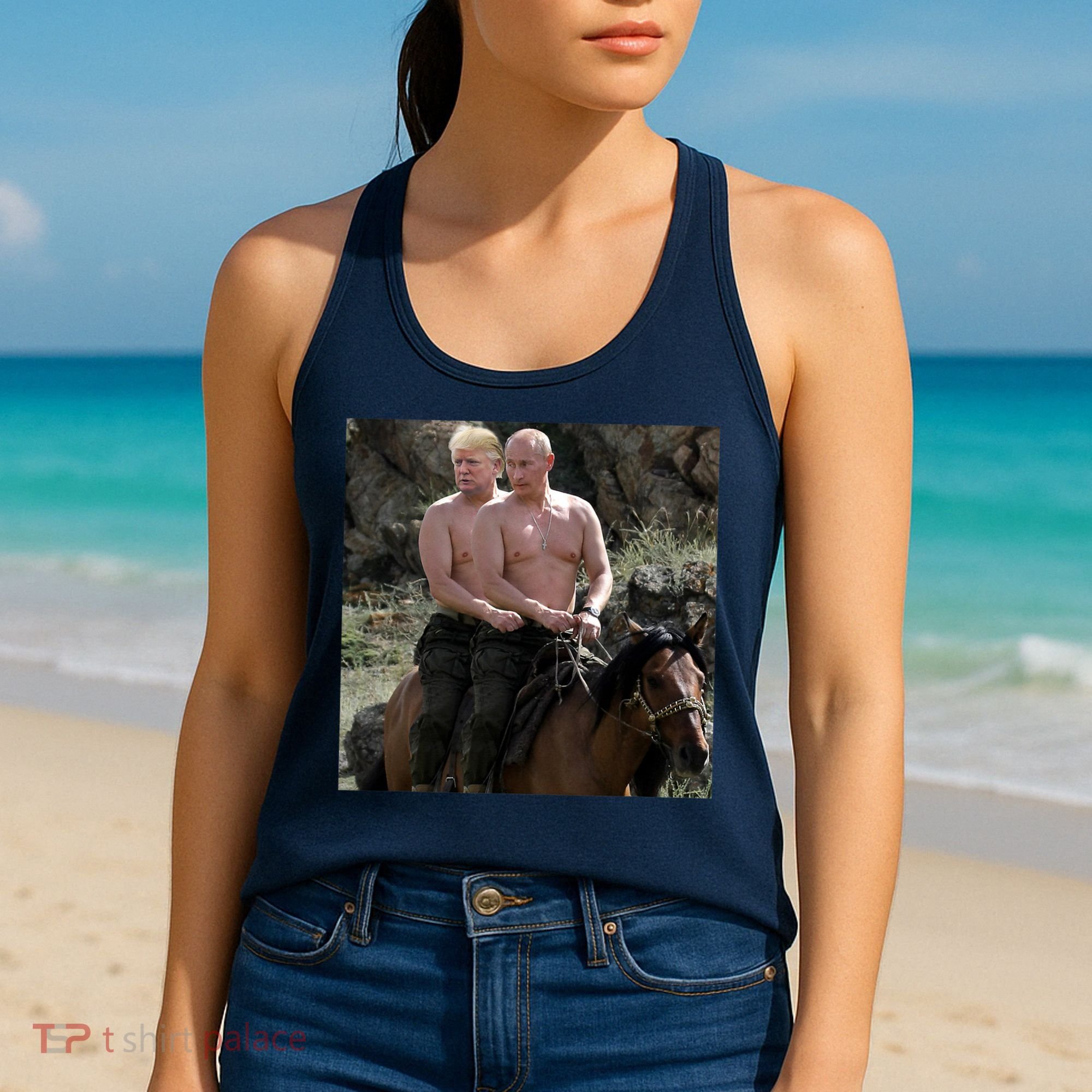 Putin Trump Riding Horse | Russia Tee Women's Tank Top