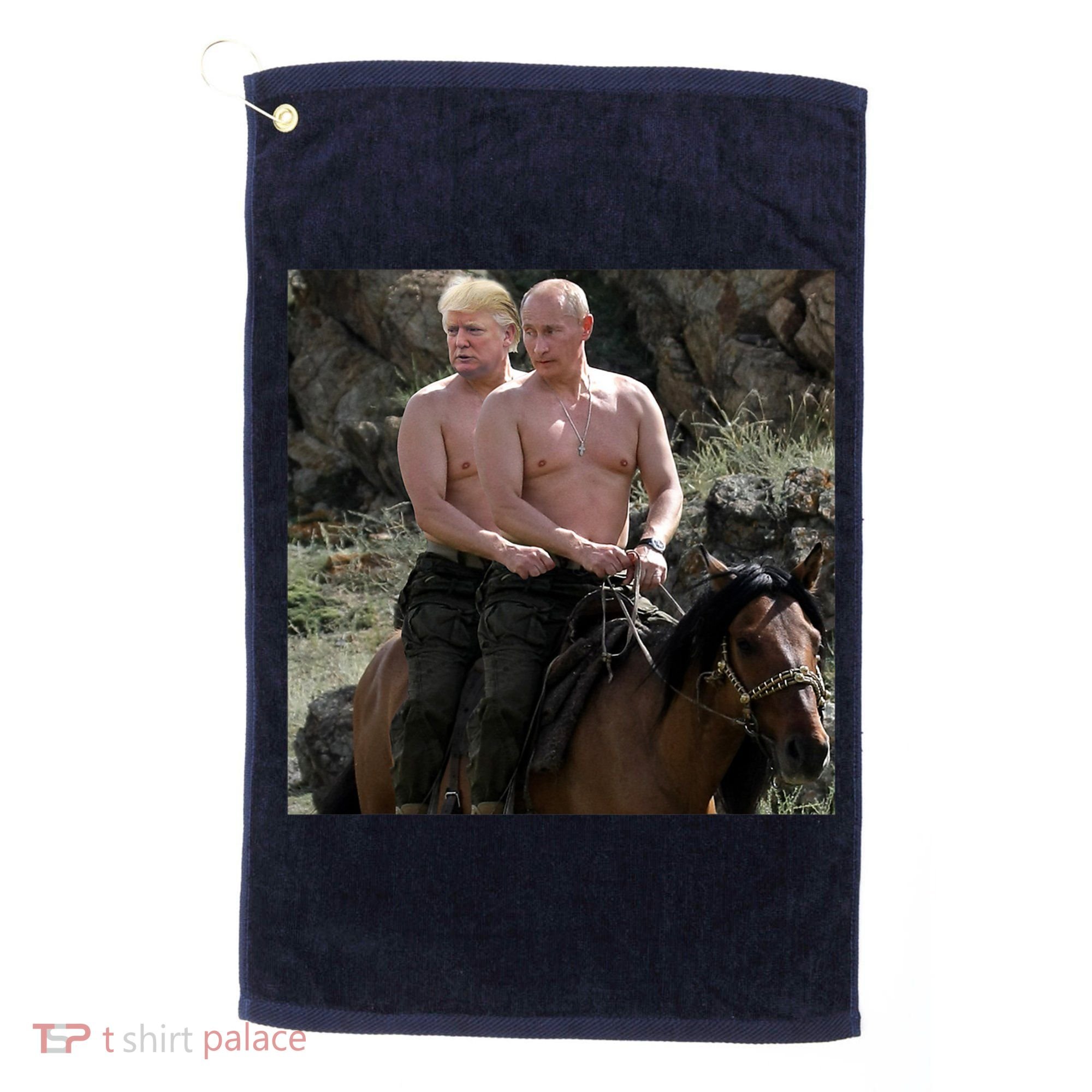 Putin Trump Riding Horse | Russia Tee Golf Towel