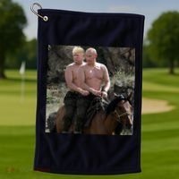 Putin Trump Riding Horse | Russia Tee Golf Towel thumb 1
