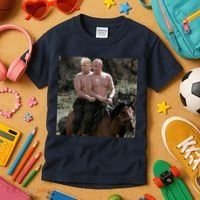 Putin Trump Riding Horse | Russia Tee Kids T-Shirt thumb 3