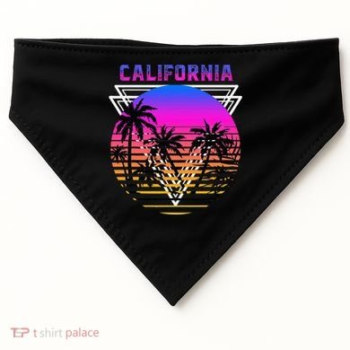 Palm Trees Retro Cali Long Beach Vintage Tropical California USA-Made Doggie Bandana