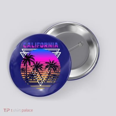 Palm Trees Retro Cali Long Beach Vintage Tropical California Button