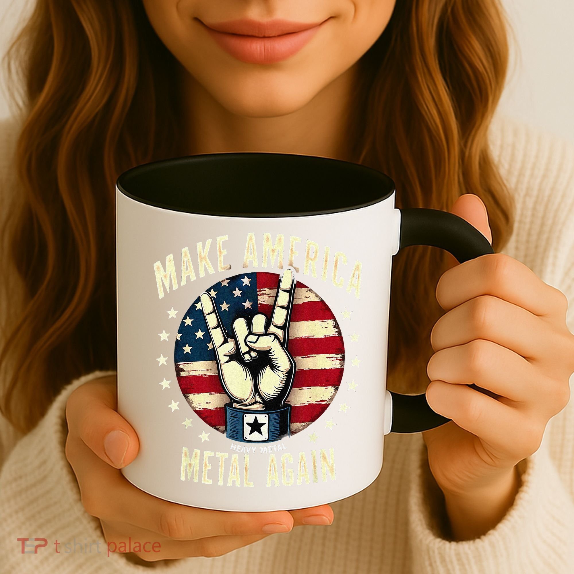 Patriotic Trump Rock Hand Make America Metal Again Coffee Mug