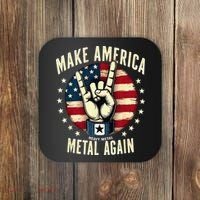 Patriotic Trump Rock Hand Make America Metal Again Coaster thumb 0