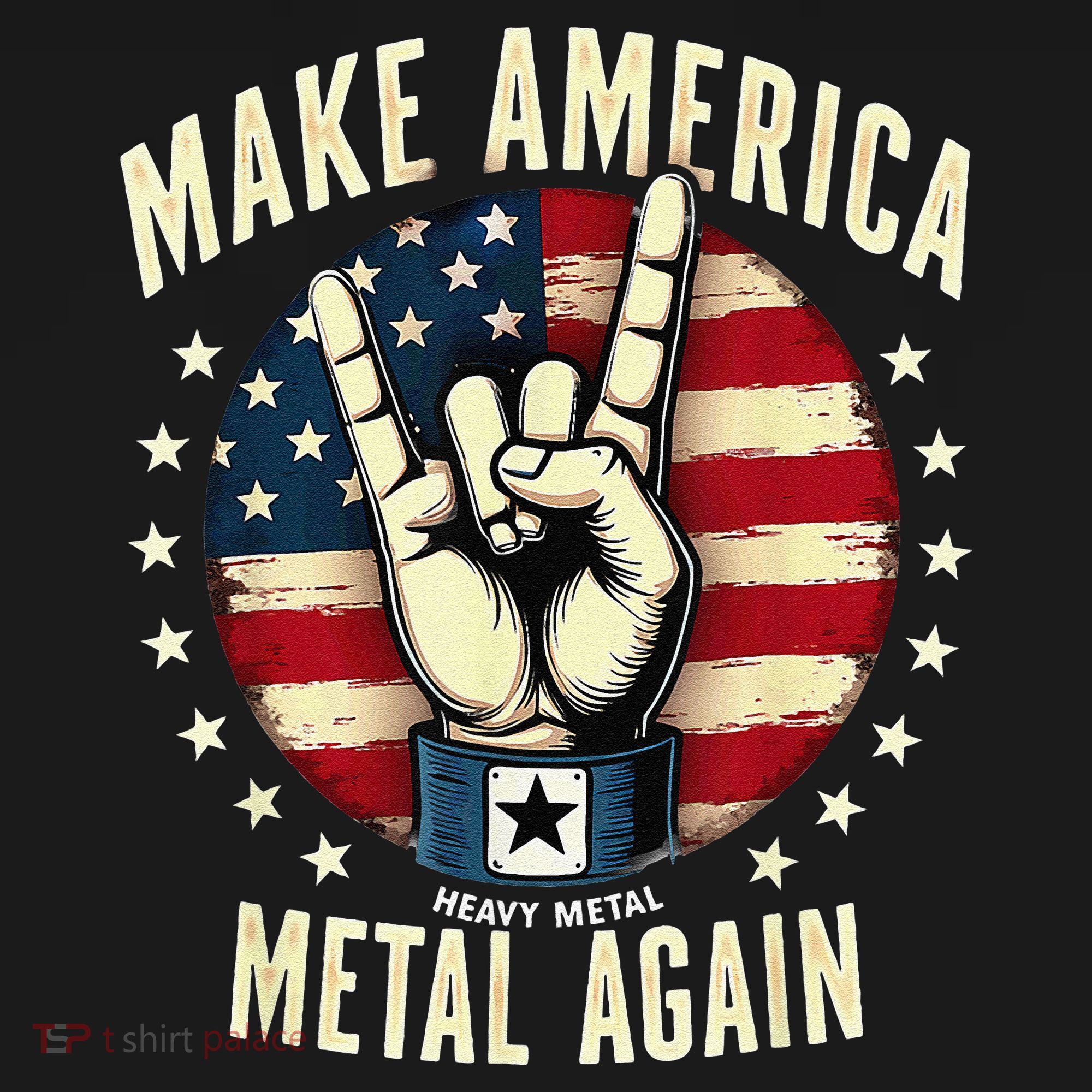 Patriotic Trump Rock Hand Make America Metal Again Coaster