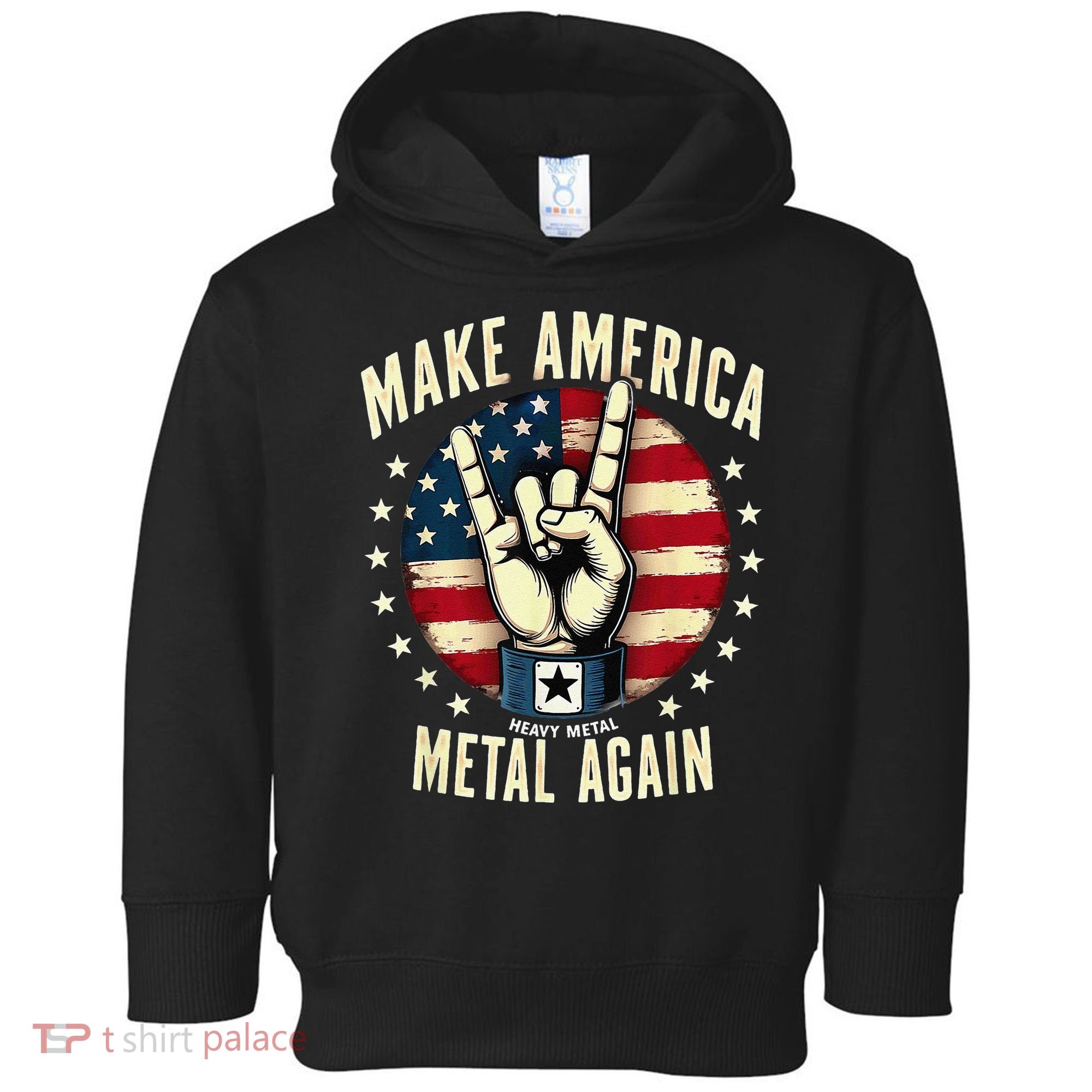 Patriotic Trump Rock Hand Make America Metal Again Toddler Hoodie