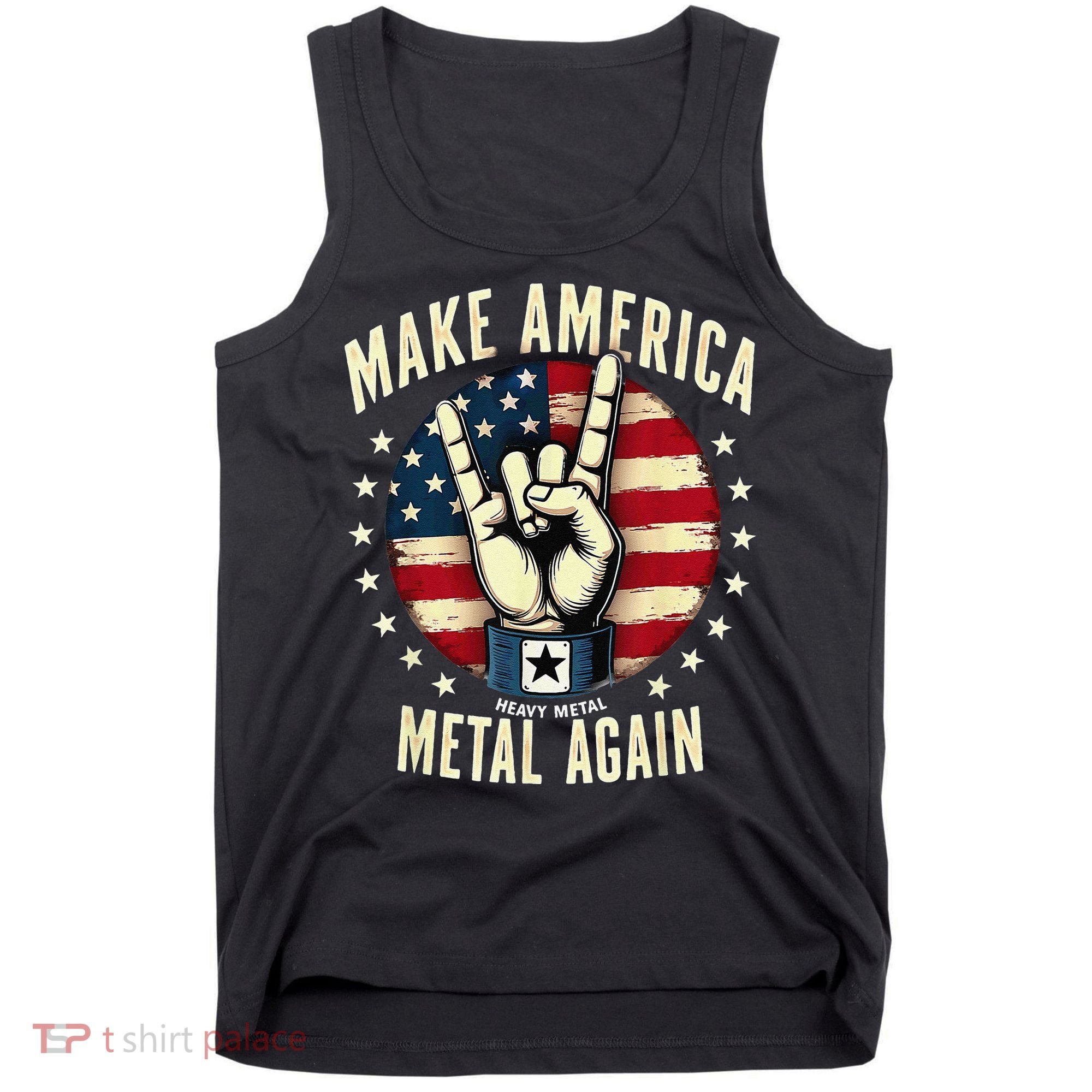 Patriotic Trump Rock Hand Make America Metal Again Tank Top