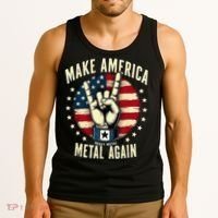 Patriotic Trump Rock Hand Make America Metal Again Tank Top thumb 3