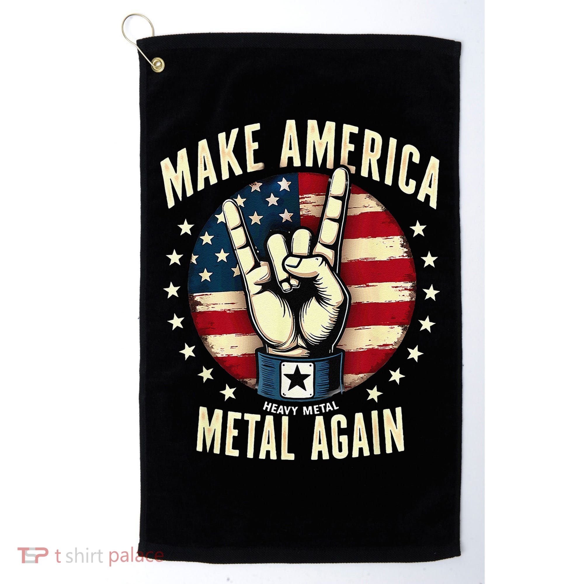 Patriotic Trump Rock Hand Make America Metal Again Golf Towel