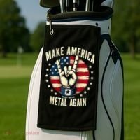 Patriotic Trump Rock Hand Make America Metal Again Golf Towel thumb 2