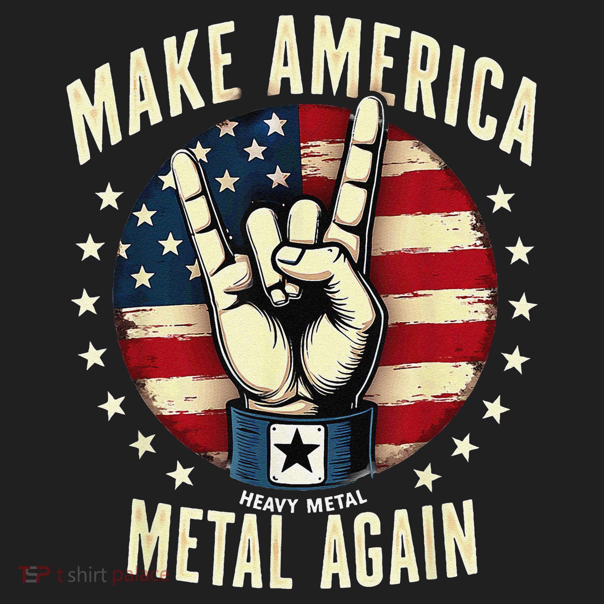 Patriotic Trump Rock Hand Make America Metal Again Golf Towel