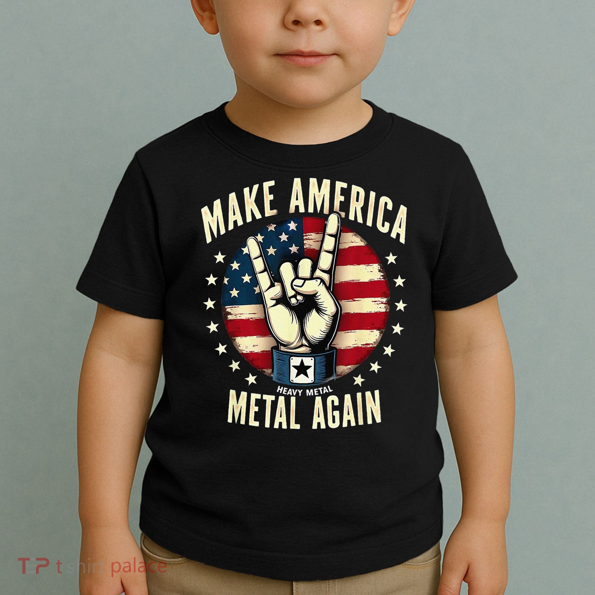 Patriotic Trump Rock Hand Make America Metal Again Toddler T-Shirt