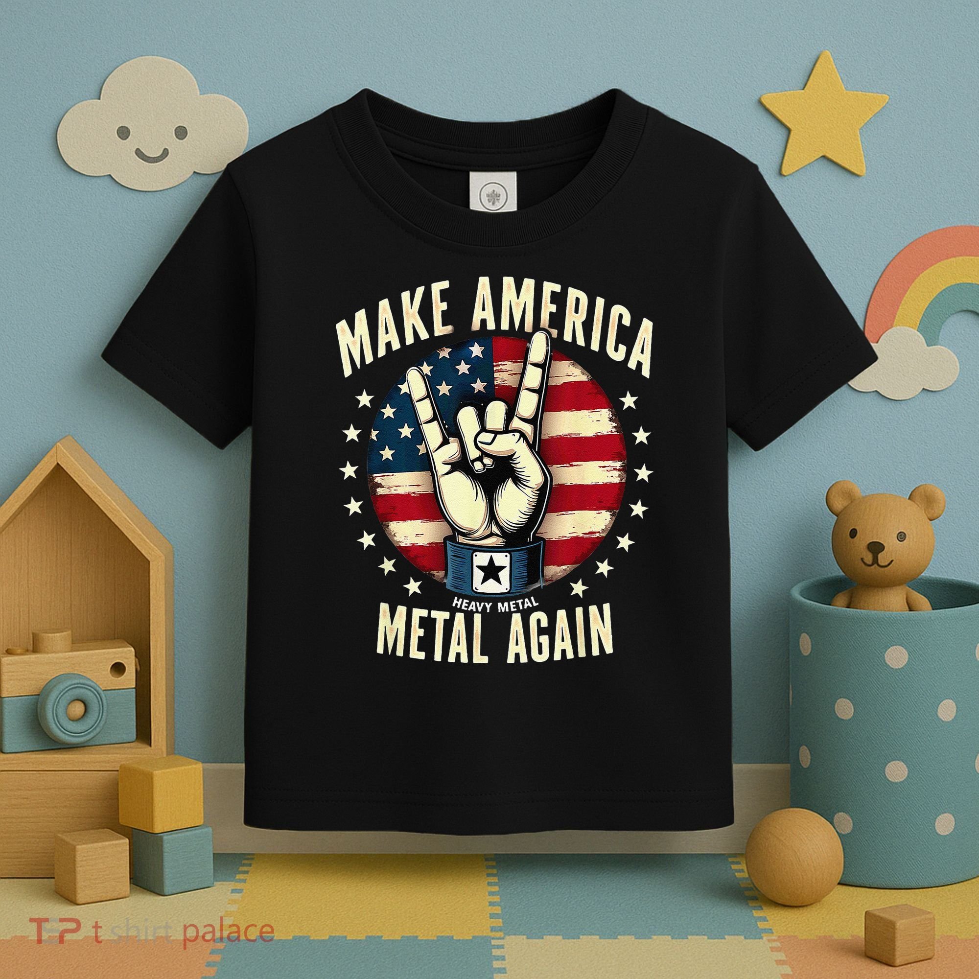 Patriotic Trump Rock Hand Make America Metal Again Toddler T-Shirt