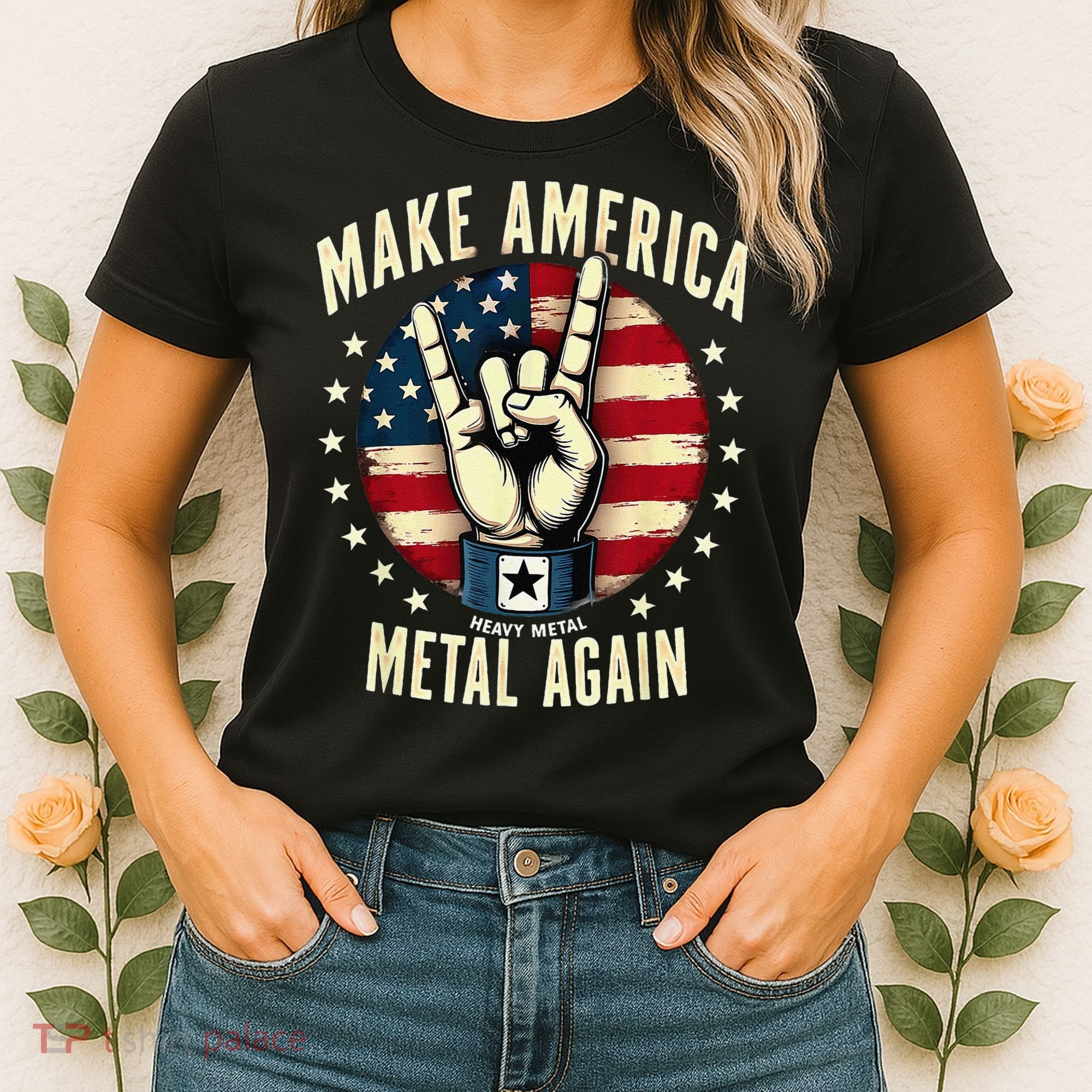 Patriotic Trump Rock Hand Make America Metal Again Women's T-Shirt