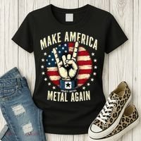Patriotic Trump Rock Hand Make America Metal Again Women's T-Shirt thumb 3
