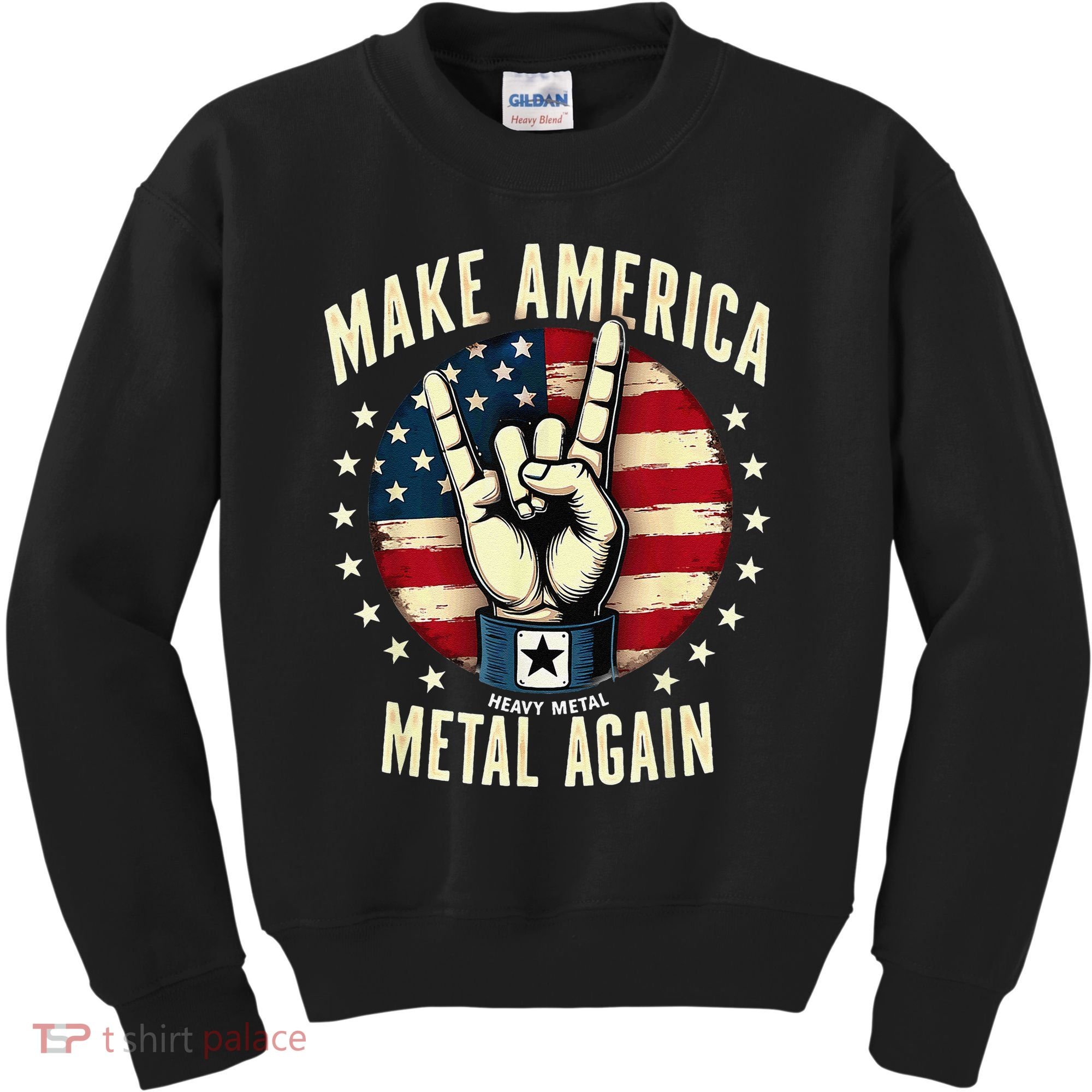 Patriotic Trump Rock Hand Make America Metal Again Kids Sweatshirt