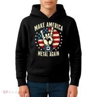 Patriotic Trump Rock Hand Make America Metal Again Kids Hoodie thumb 4