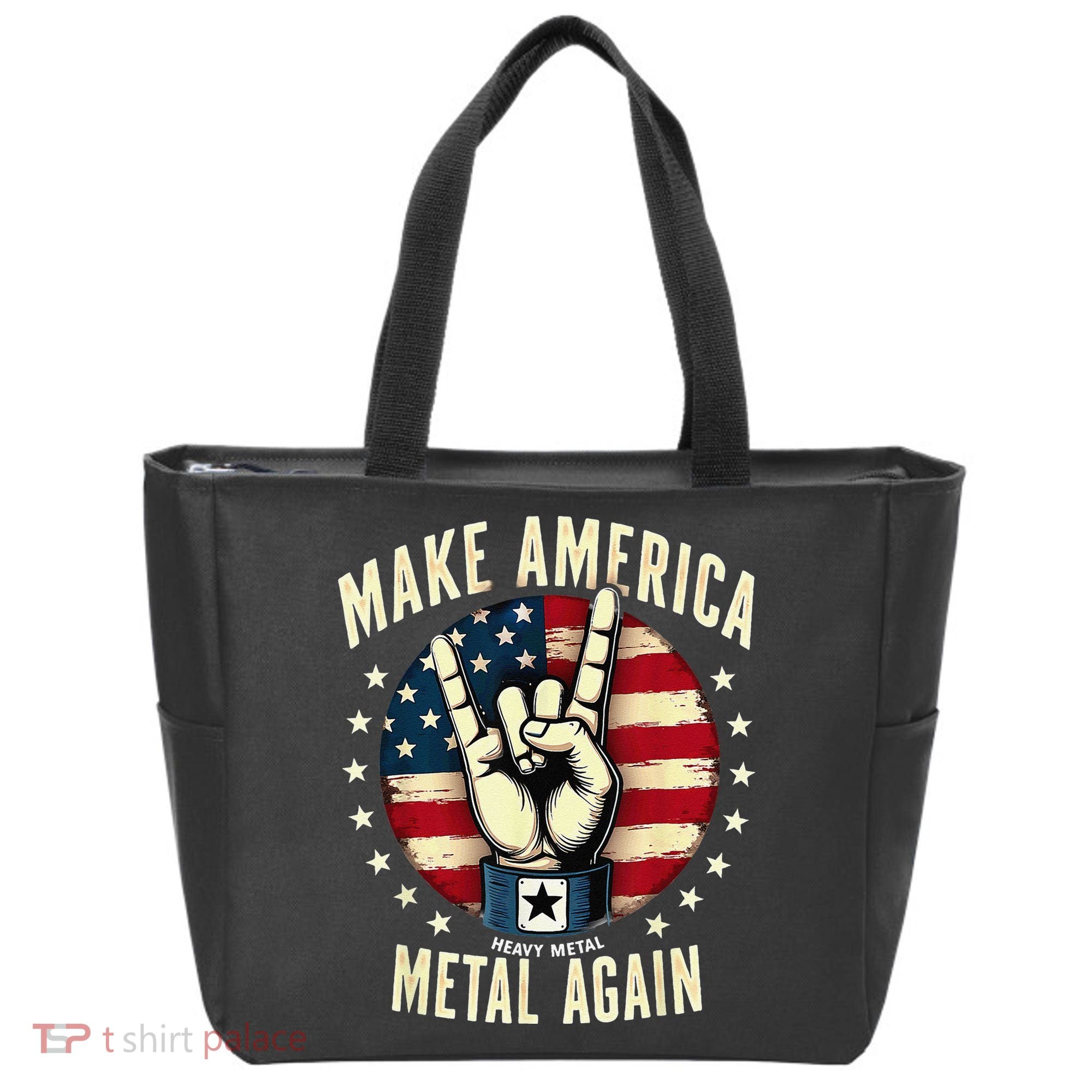 Patriotic Trump Rock Hand Make America Metal Again Tote Bag