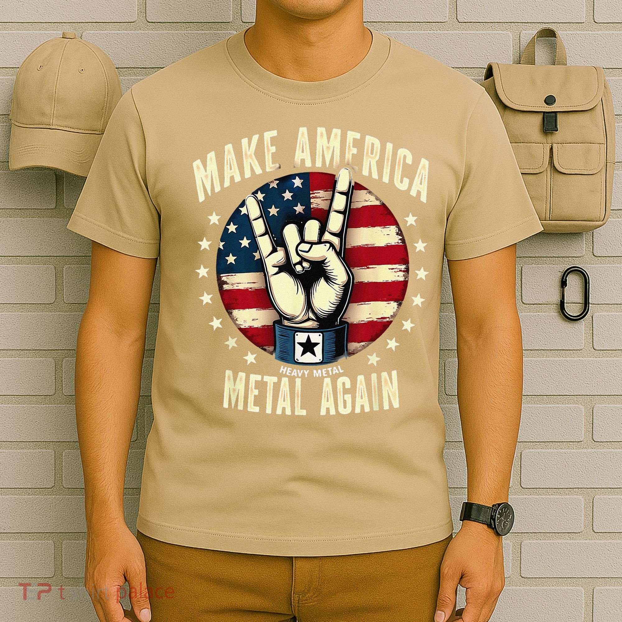 Patriotic Trump Rock Hand Make America Metal Again T-Shirt
