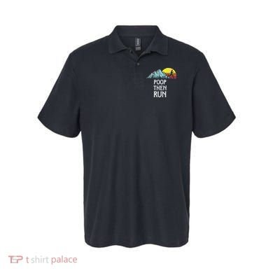 Poop Then Run! Funny Trail Running Graphic Polo