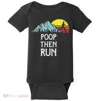 Poop Then Run! Funny Trail Running Graphic Baby Bodysuit thumb 0