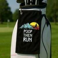 Poop Then Run! Funny Trail Running Graphic Golf Towel thumb 2