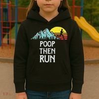 Poop Then Run! Funny Trail Running Graphic Kids Hoodie thumb 3