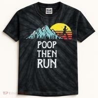 Poop Then Run! Funny Trail Running Graphic Kids Tie-Dye T-Shirt thumb 0