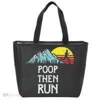 Poop Then Run! Funny Trail Running Graphic Tote Bag thumb 0